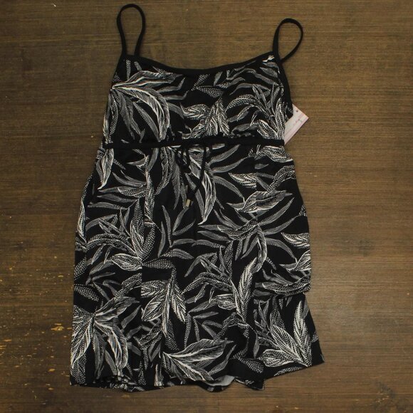 NWT Shape Solver One Piece Encounter Empire Leaf Swim Dress Black Multi 16 - Picture 4 of 7